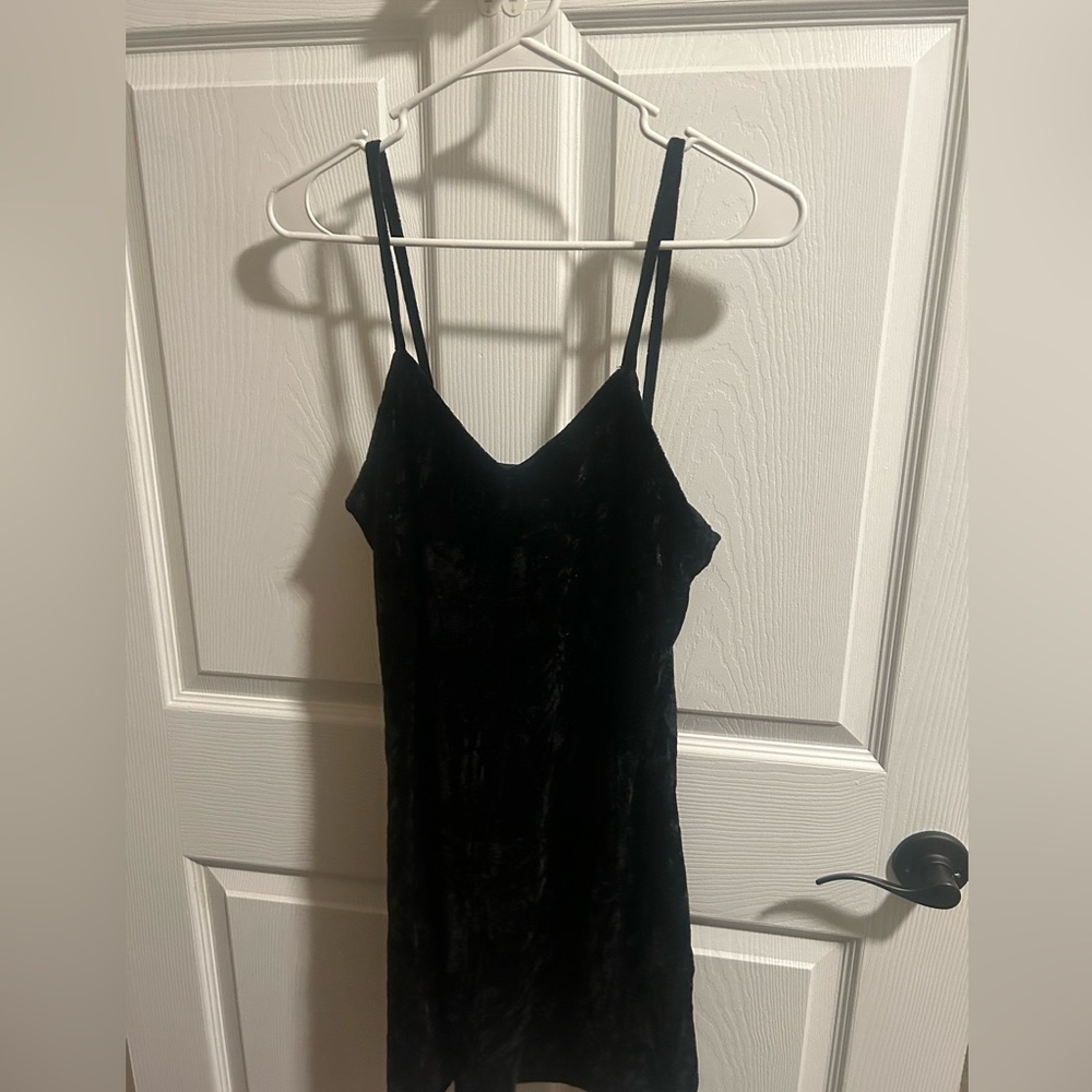 TJMAXX, Size L, Slightly shiny black suede fitted mini dress